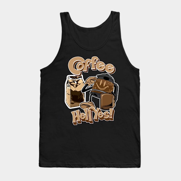 Coffee? Hell Yes! CoffeeMan Salute. Tank Top by eShirtLabs